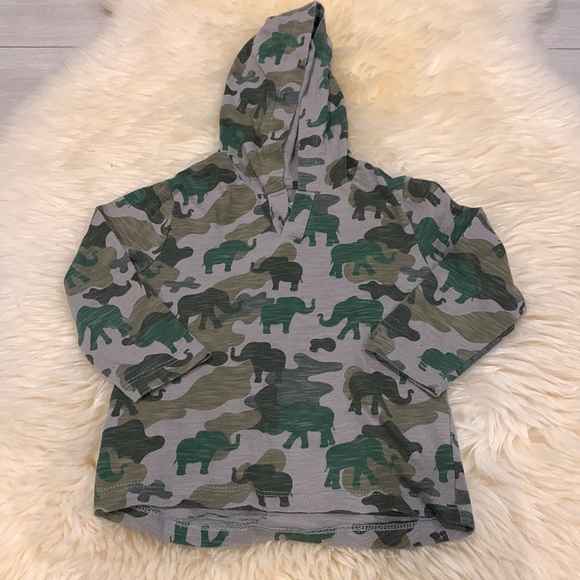 Little Me Long Sleeve T-Shirts in Army Elephant & Navy Airplane Design size 24M - Picture 2 of 8